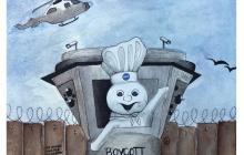 The Pillsbury Doughboy painted near the Apartheid Wall